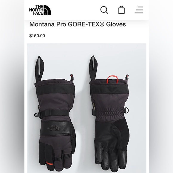 The North Face Black and Gray GORE-TEX Gloves